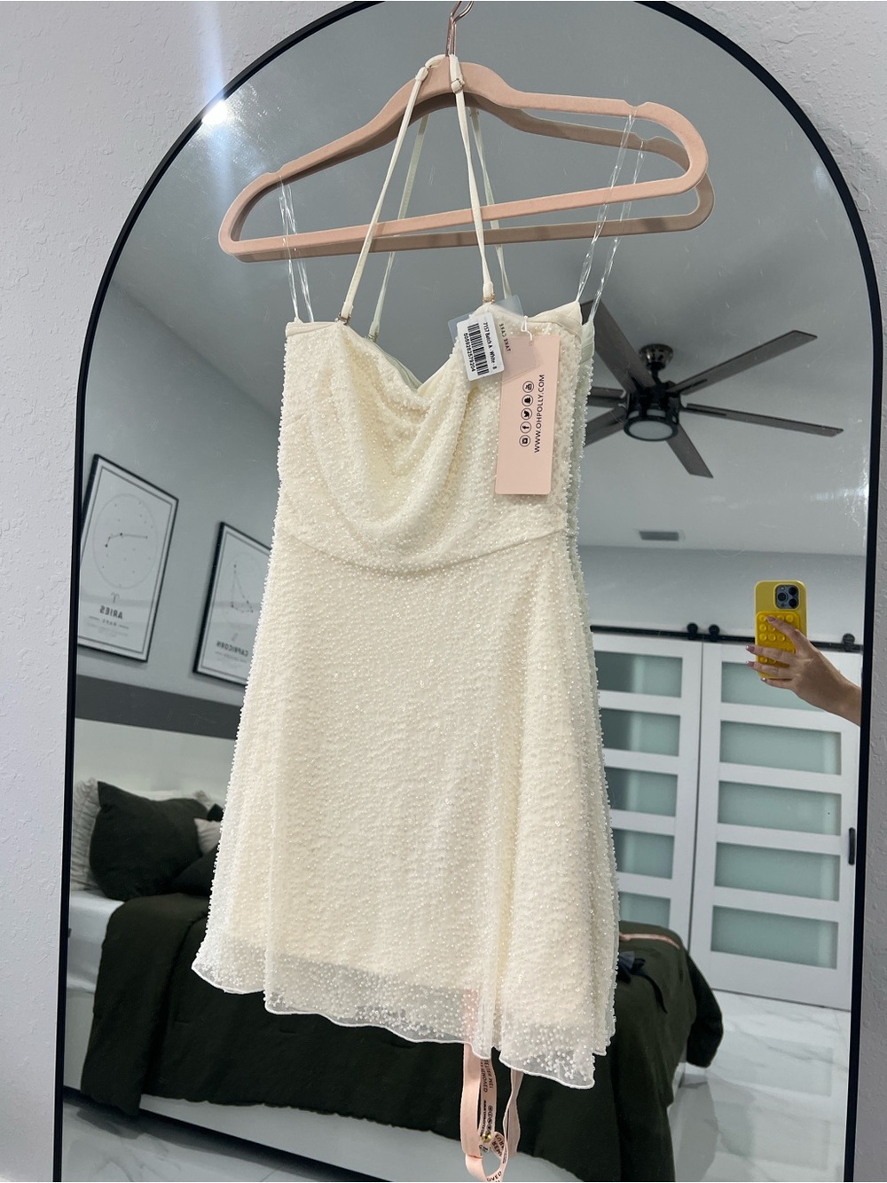 Oh Polly White Beaded Mini Dress